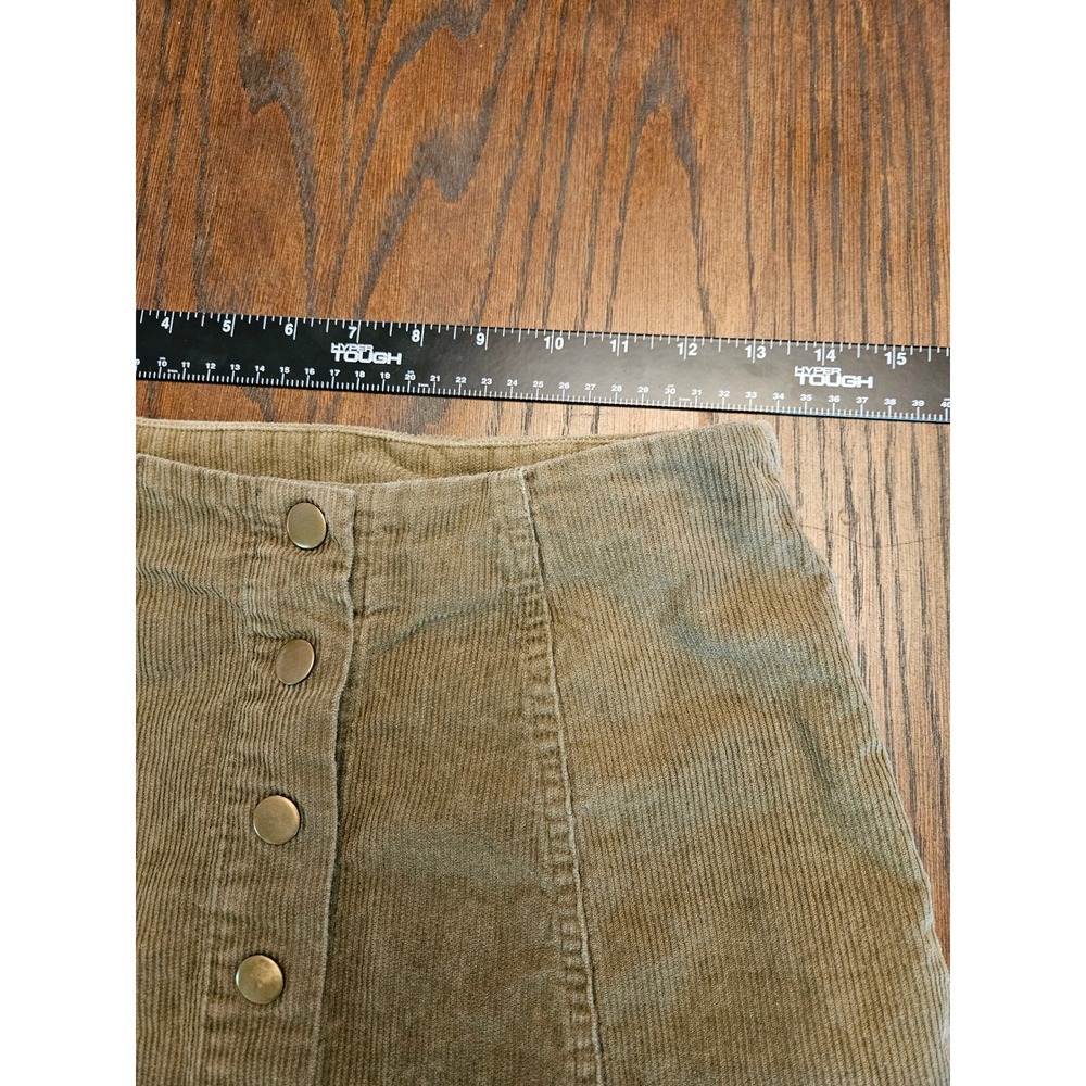 Wishlist Olive Green Corduroy Button Front Mini Skirt Womens Size Small S - Picture 7 of 9